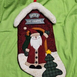Holiday Applique Christmas Stocking Santa's Toy Shoppe